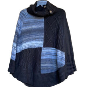 Democracy turtleneck color block poncho sweater